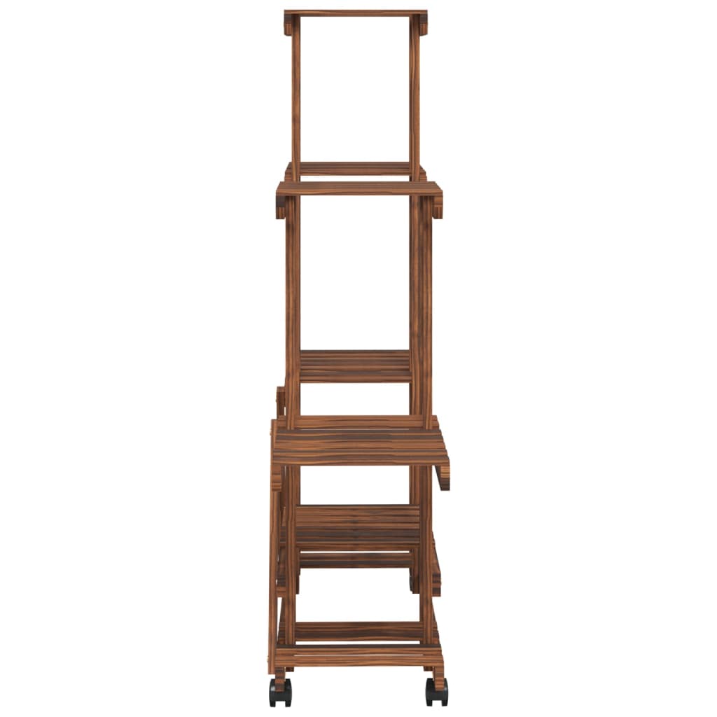 blomsterstativ med hjul 95x25x101 cm massivt fyrretræ