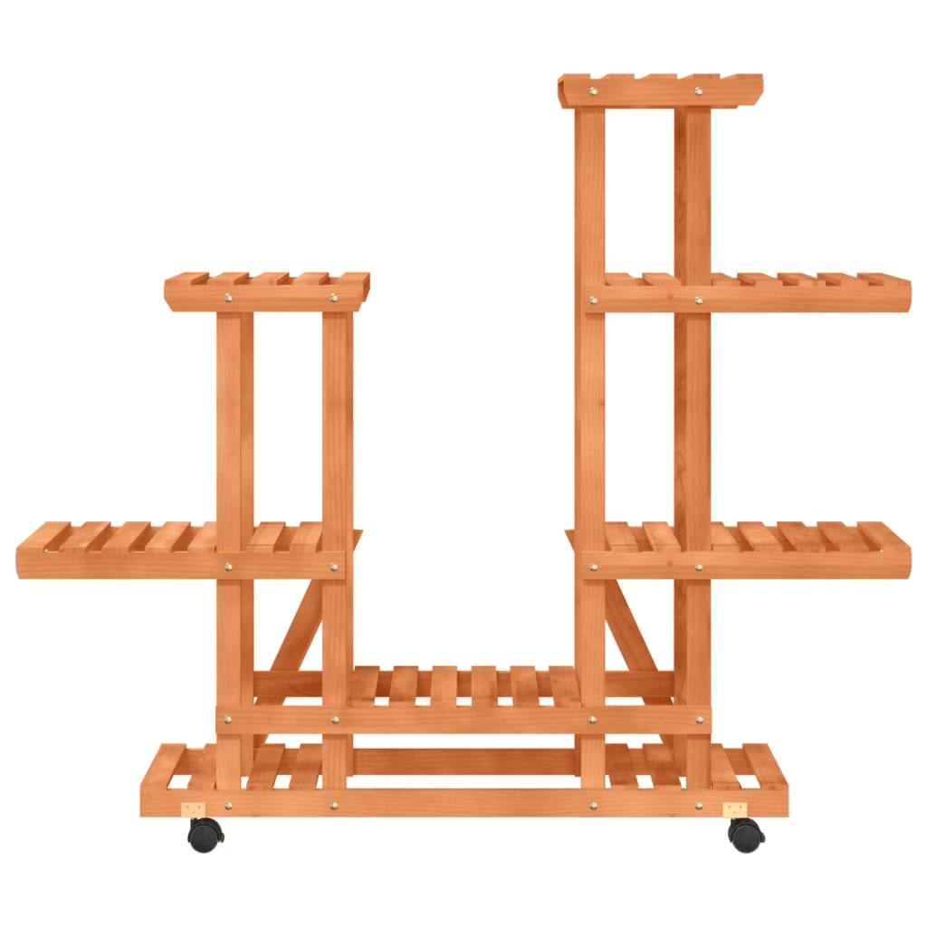 blomsterstativ med hjul 95x25x101 cm massivt fyrretræ
