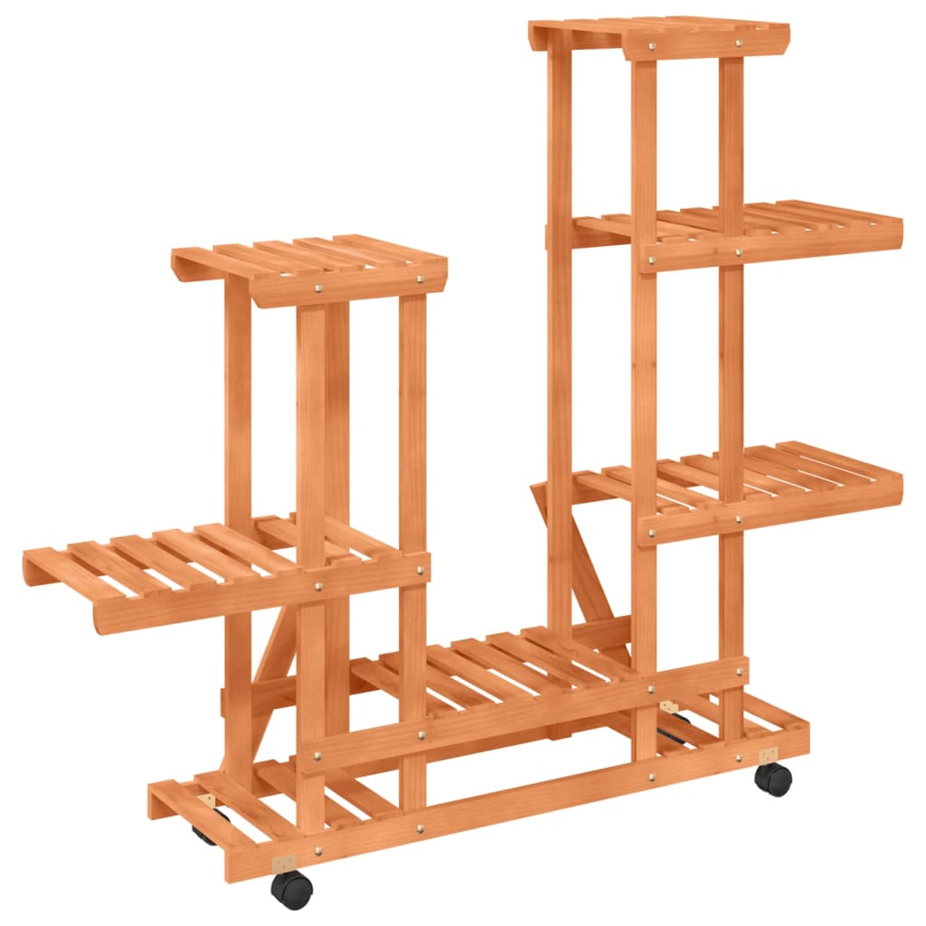 blomsterstativ med hjul 95x25x101 cm massivt fyrretræ