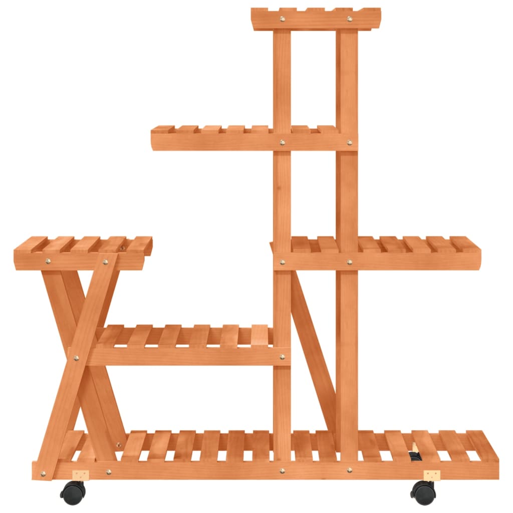blomsterstativ med hjul 95x25x101 cm massivt fyrretræ