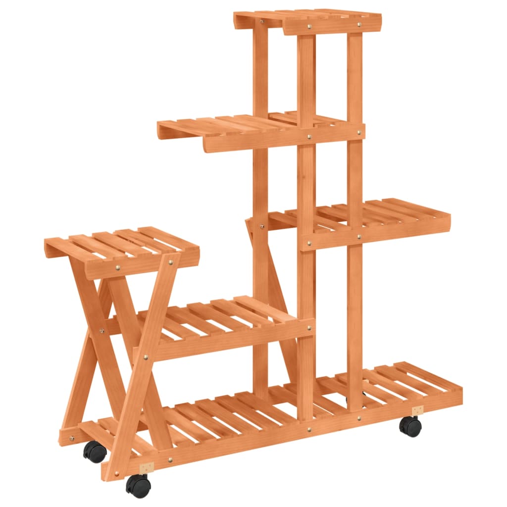 blomsterstativ med hjul 95x25x101 cm massivt fyrretræ