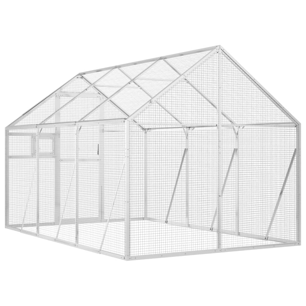 voliere 1,79x3x1,85 m aluminium sølvfarvet