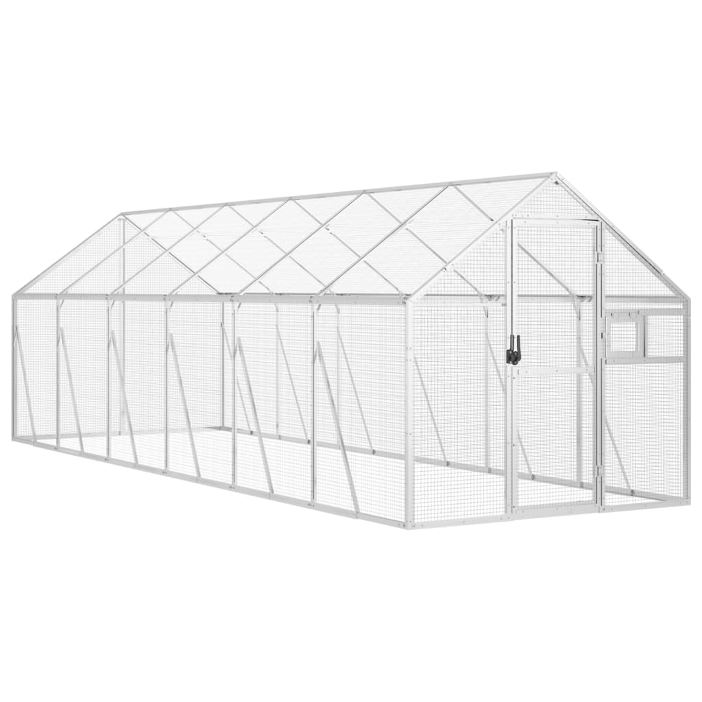 voliere 1,79x6x1,85 m aluminium sølvfarvet