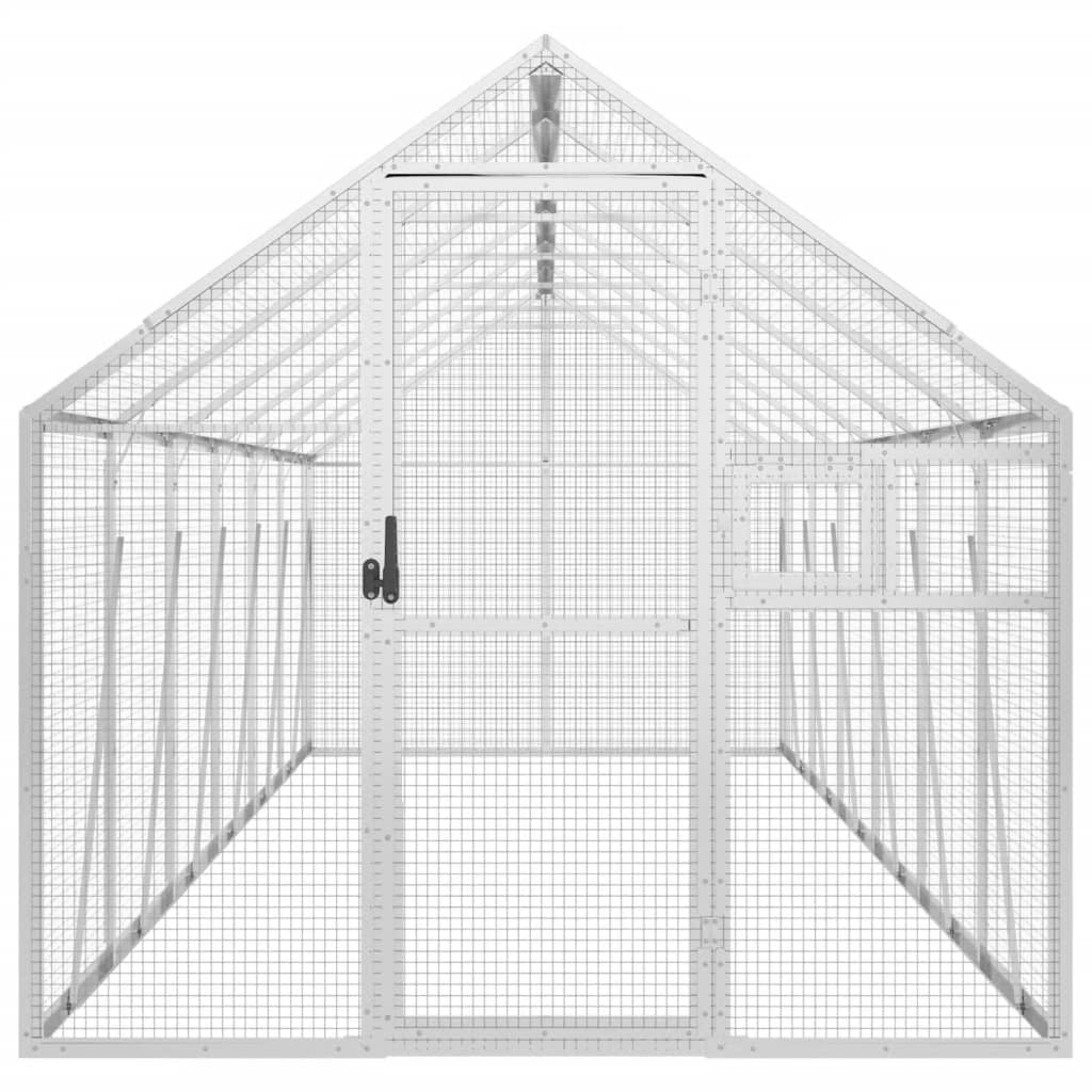voliere 1,79x6x1,85 m aluminium sølvfarvet