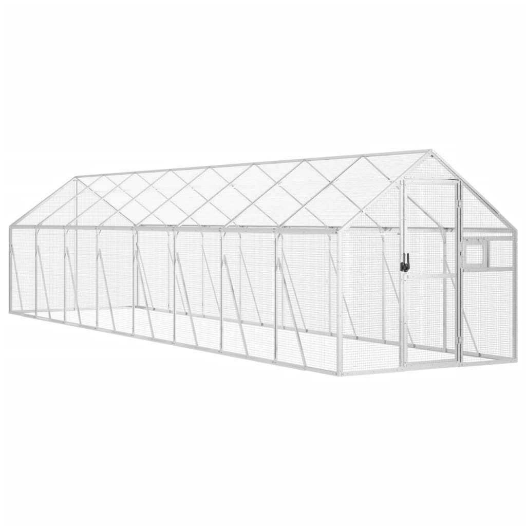 voliere 1,79x8x1,85 m aluminium sølvfarvet