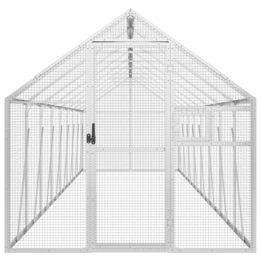 voliere 1,79x8x1,85 m aluminium sølvfarvet