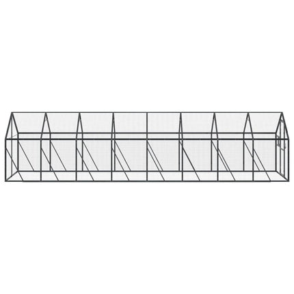 voliere 1,79x8x1,85 m aluminium sølvfarvet