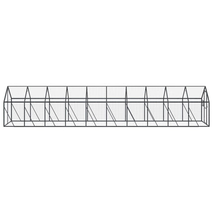 voliere 1,79x10x1,85 m aluminium sølvfarvet