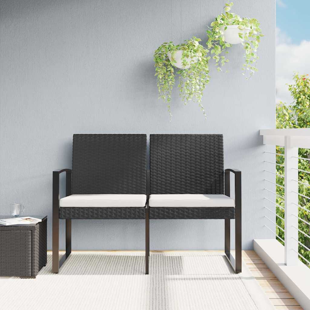 2-personers havebnk med hynder polyrattan sort