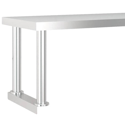 køkkenbord med tophylde 120x60x115 cm rustfrit stål