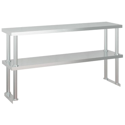 køkkenbord med tophylde 120x60x145 cm rustfrit stål