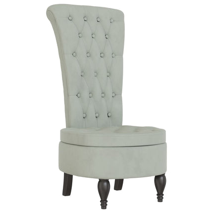 stol med høj ryg knapdesign velour lysegrå