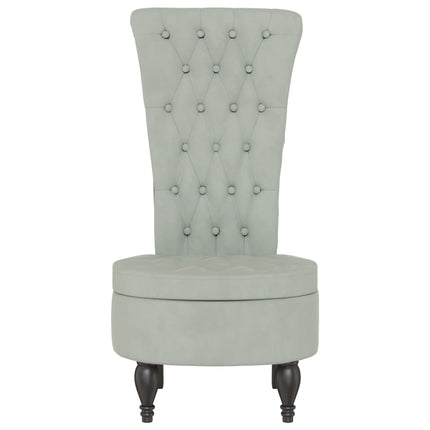 stol med høj ryg knapdesign velour lysegrå