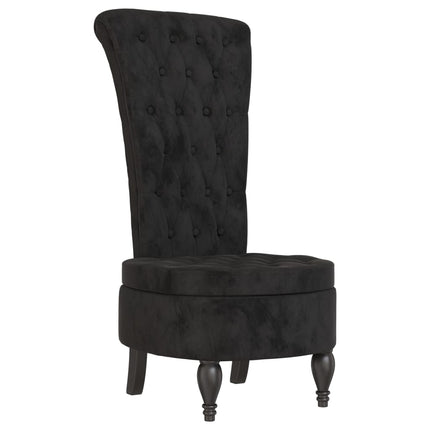 stol med høj ryg knapdesign velour sort