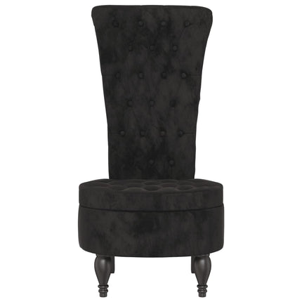 stol med høj ryg knapdesign velour sort