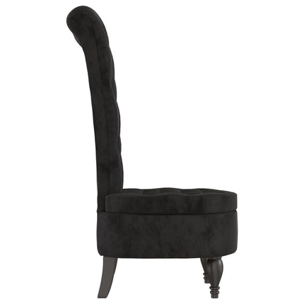 stol med høj ryg knapdesign velour sort