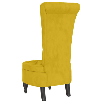 stol med høj ryg knapdesign velour gul
