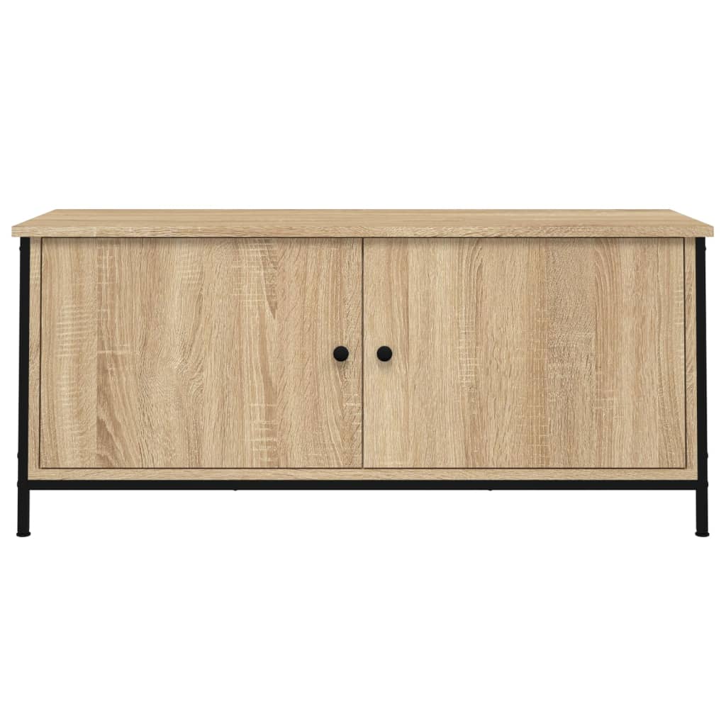 tv-bord med låger 102x35x45 cm konstrueret træ sonoma-eg