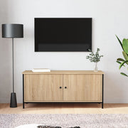 tv-bord med låger 102x35x45 cm konstrueret træ sonoma-eg