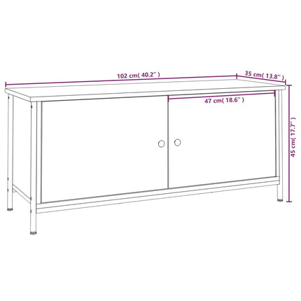 tv-bord med låger 102x35x45 cm konstrueret træ røget egetræ