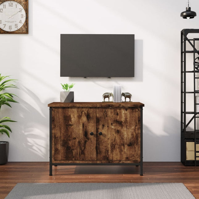 tv-bord m. låger 60x35x45 cm konstrueret træ røget egetræsfarve