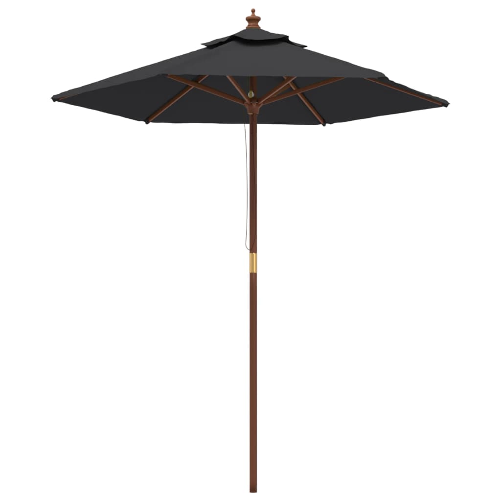 haveparasol med træstang 196x231 cm sort