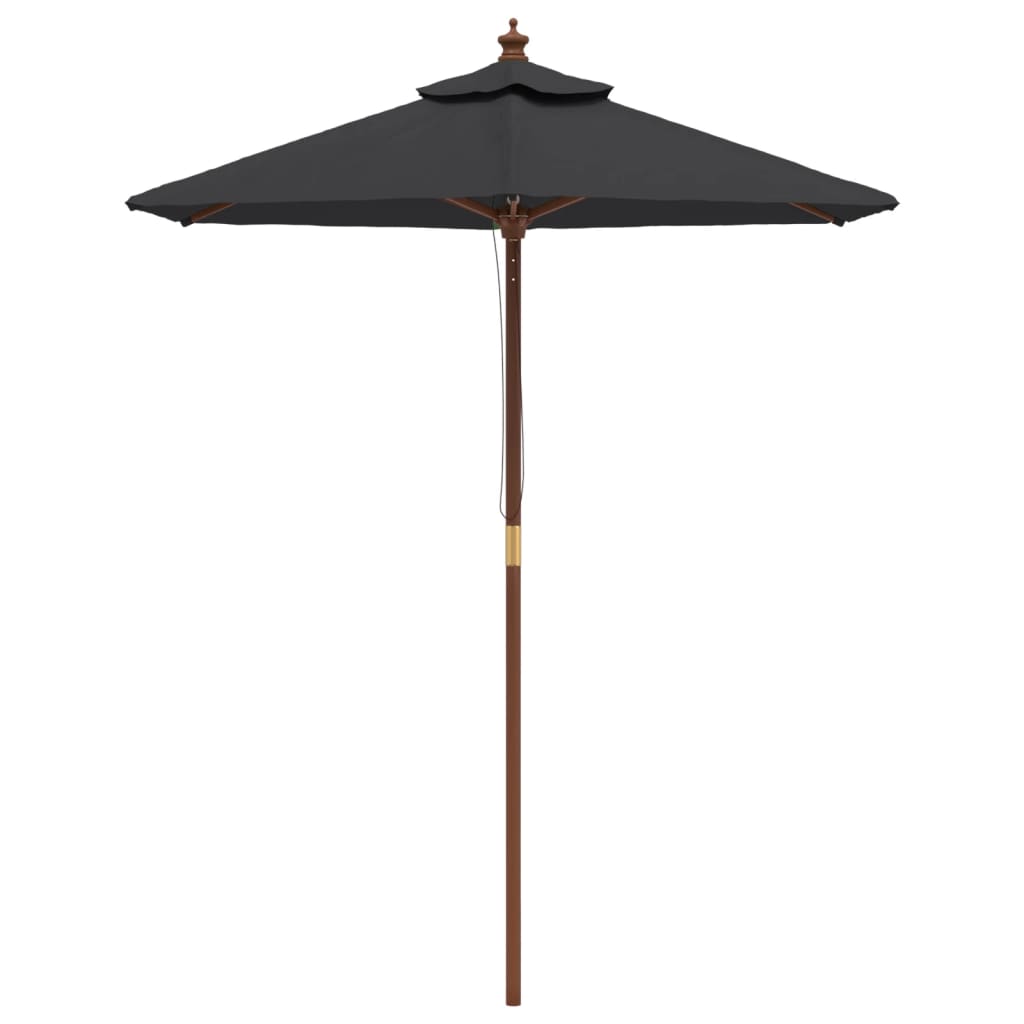 haveparasol med træstang 196x231 cm sort