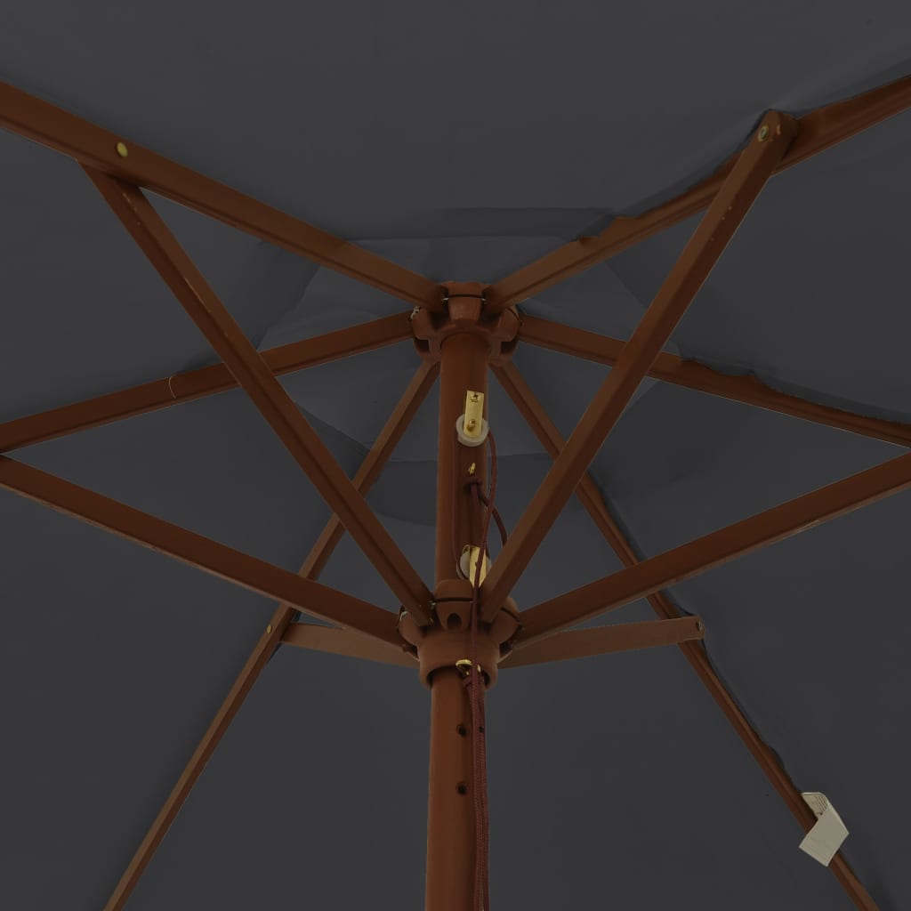 haveparasol med træstang 196x231 cm sort