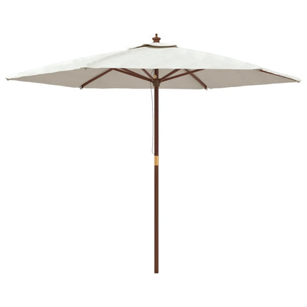 haveparasol med træstang 299x240 cm sandfarvet