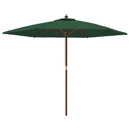 haveparasol med træstang 299x240 cm grøn
