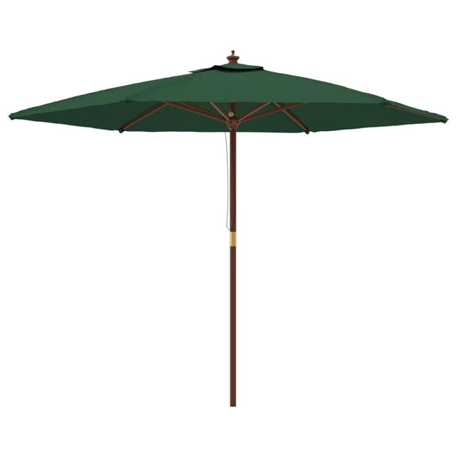 haveparasol med træstang 299x240 cm grøn