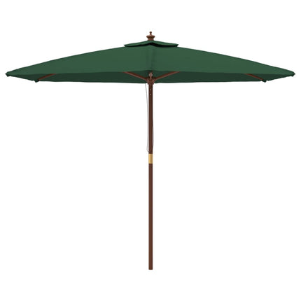 haveparasol med træstang 299x240 cm grøn