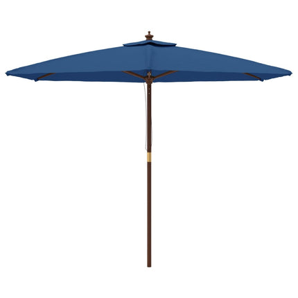 haveparasol med træstang 299x240 cm azurblå