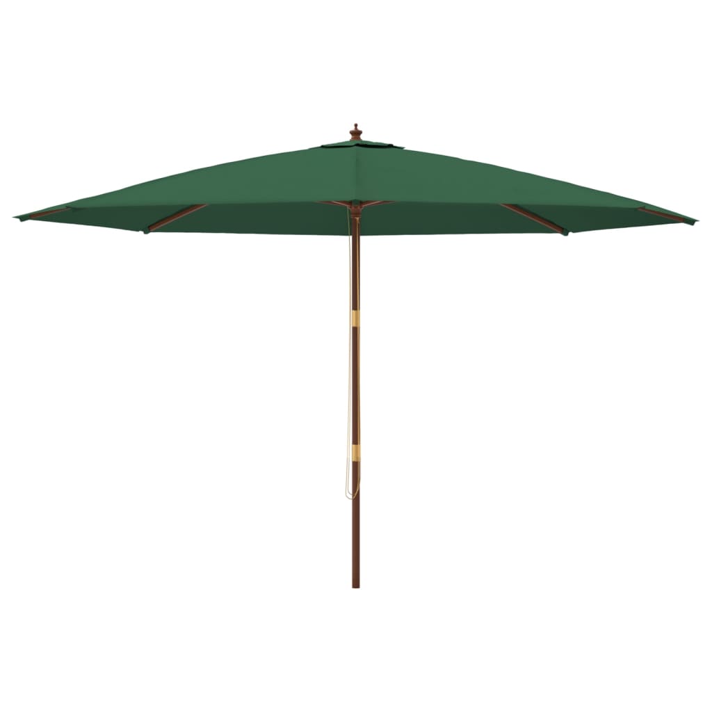 haveparasol med træstang 400x273 cm grøn