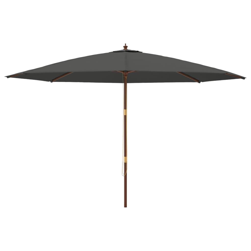 haveparasol med træstang 400x273 cm antracitgrå