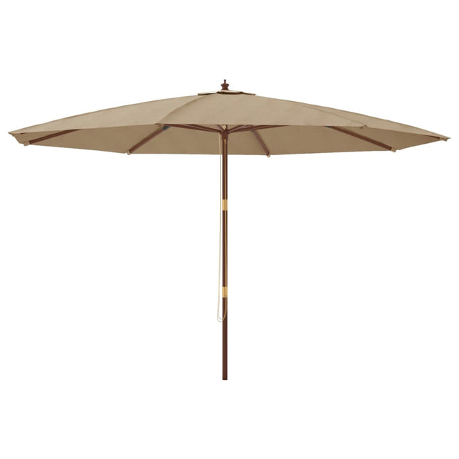 haveparasol med træstang 400x273 cm gråbrun