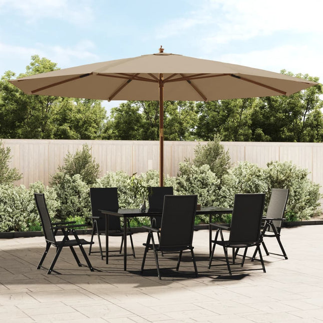 haveparasol med træstang 400x273 cm gråbrun