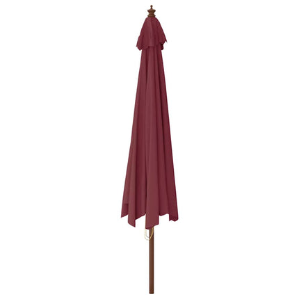 haveparasol med træstang 400x273 cm bordeauxfarvet