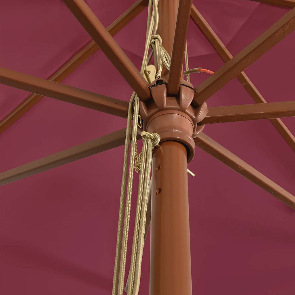 haveparasol med træstang 400x273 cm bordeauxfarvet