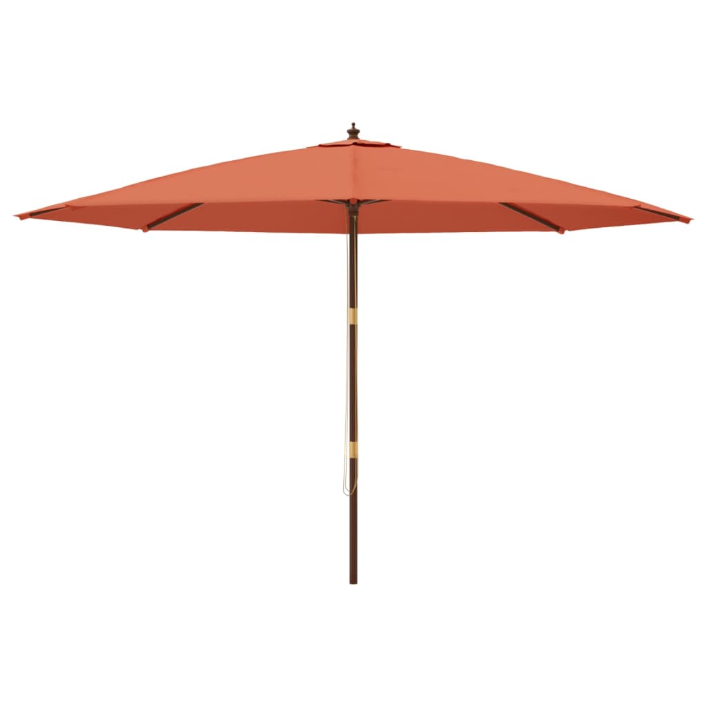 haveparasol med træstang 400x273 cm terrakotta