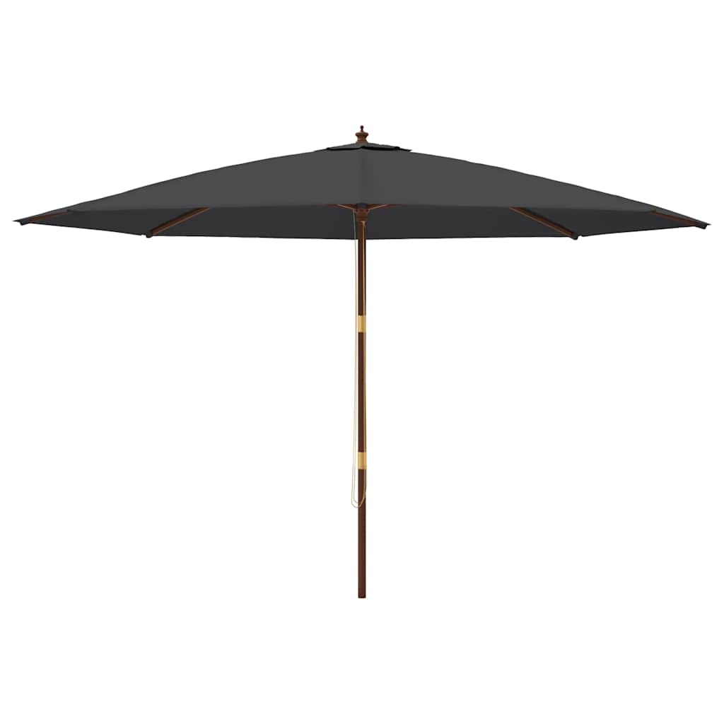haveparasol med træstang 400x273 cm sort