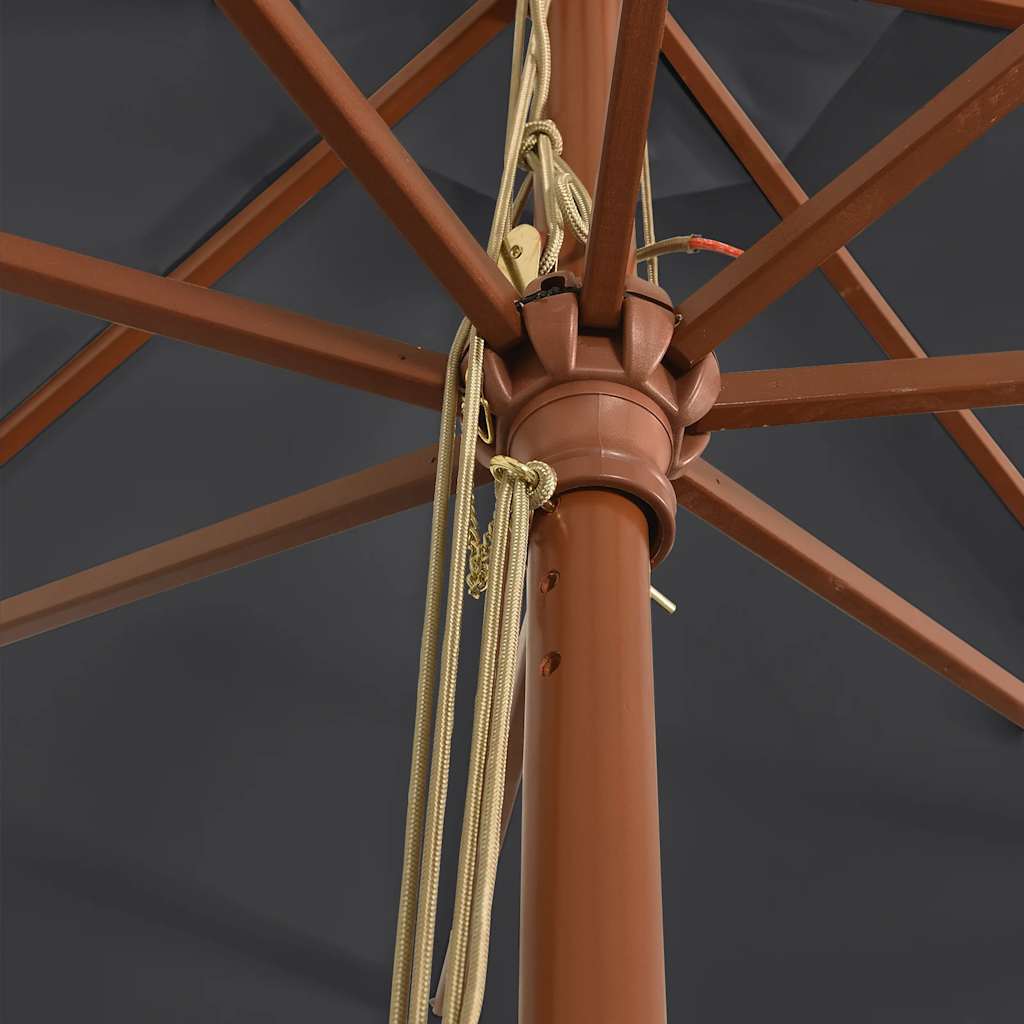 haveparasol med træstang 400x273 cm sort