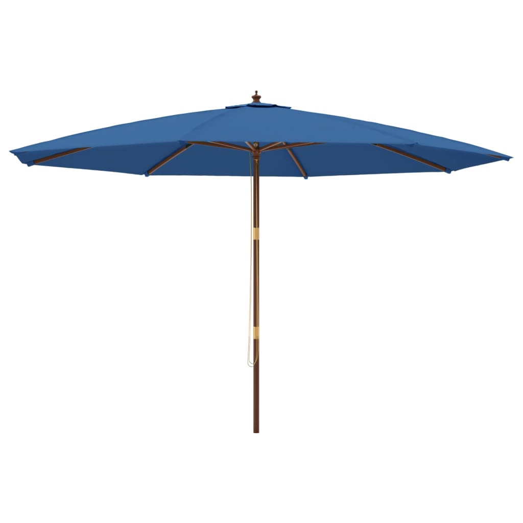 haveparasol med træstang 400x273 cm azurblå