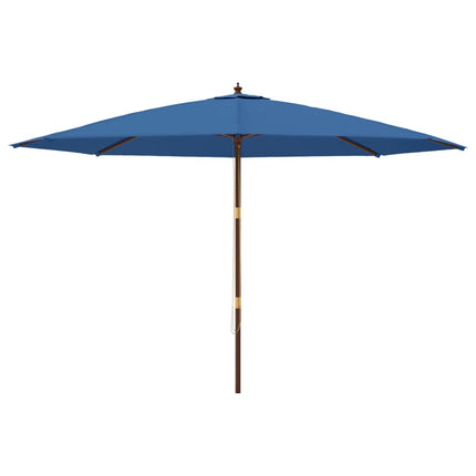 haveparasol med træstang 400x273 cm azurblå