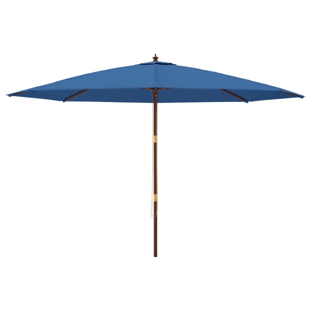 haveparasol med træstang 400x273 cm azurblå