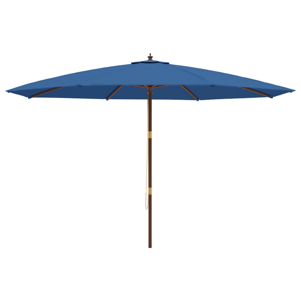 haveparasol med træstang 400x273 cm azurblå