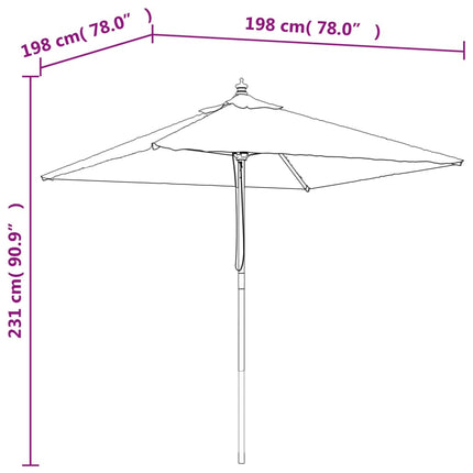 haveparasol med træstang 198x198x231 cm grøn