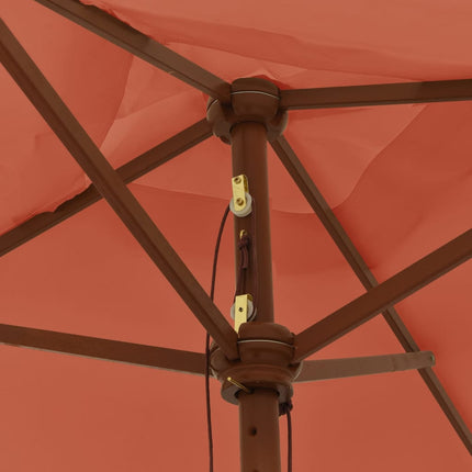 haveparasol med træstang 198x198x231 cm terrakotta