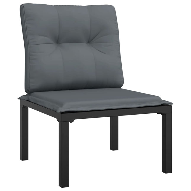 havestol med hynder polyrattan sort og grå