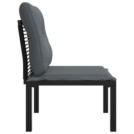 havestol med hynder polyrattan sort og grå